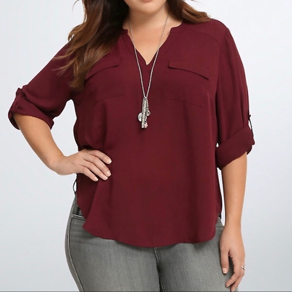 torrid Tops - Torrid - Sz 4X Harper Cranberry Pullover Blouse